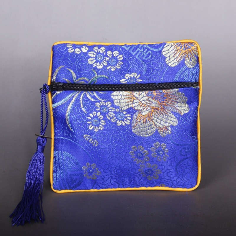 Storage Bag Color Zipper Bag Createdsapphire Blue Flower*Zipper Bag 11.5*11.5Cm