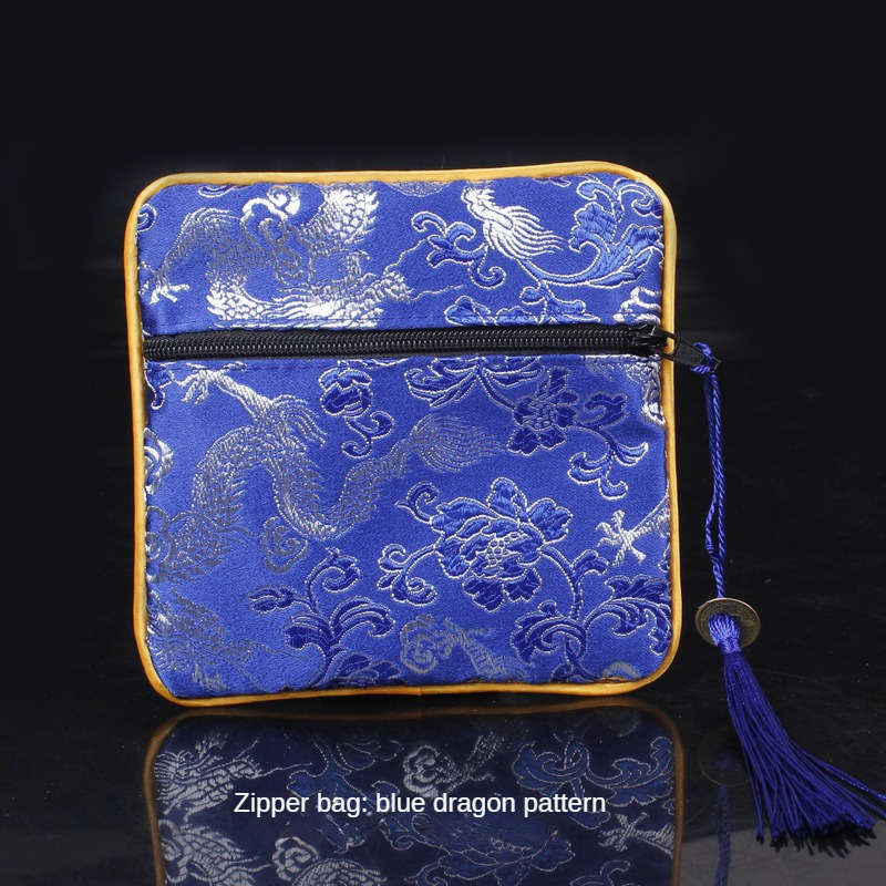 Storage Bag Color Zipper Bag Blue Dragon Pattern*Zipper Bag 11.5*11.5Cm