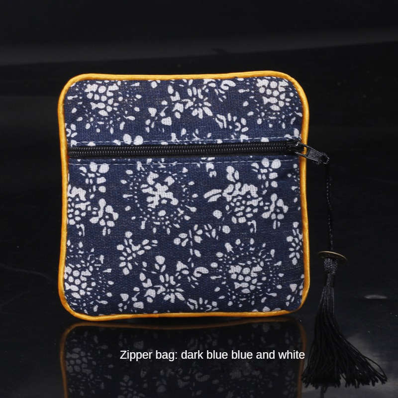 Storage Bag Color Zipper Bag Blue Blue And White*Zipper Bag 11.5*11.5Cm