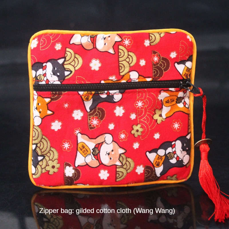 Storage Bag Color Zipper Bag Cotton Bark*Zipper Bag 11.5*11.5Cm