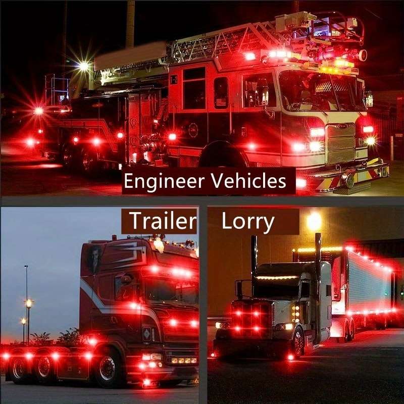 2pcs White LED Side Marker Lights for Trucks Suitable for Trailers Designed for 12-