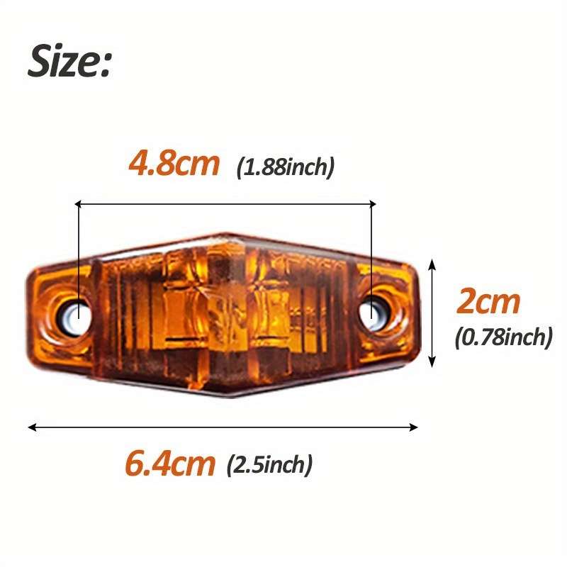 2pcs White LED Side Marker Lights for Trucks Suitable for Trailers Designed for 12-