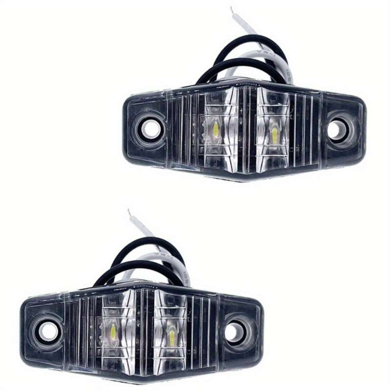 2pcs White LED Side Marker Lights for Trucks Suitable for Trailers Designed for 12-