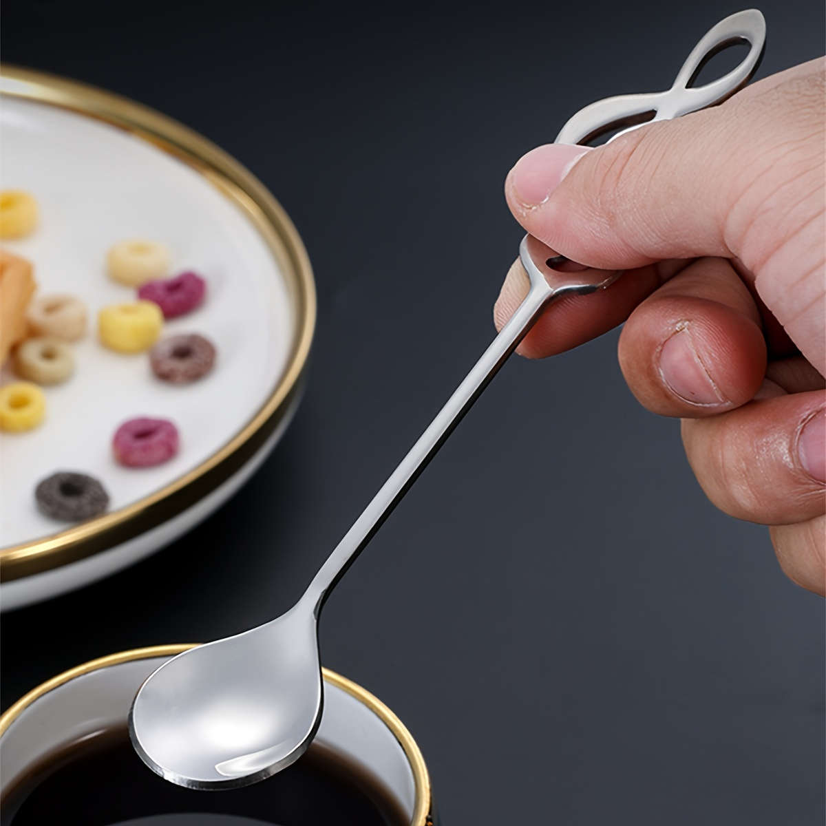 1pc Elegant Stainless Steel Coffee Dessert Spoon with Creative Music Note Design Ideal for