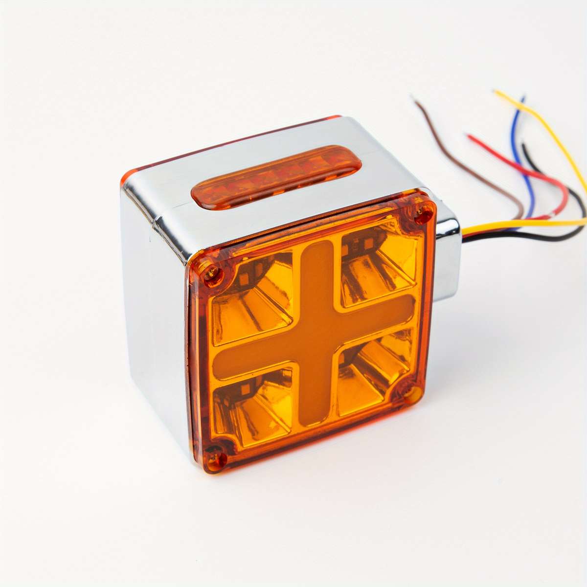 2pcs Amber-Red Square Double Face Turn Signal Lights Truck Fender Pedestal Light Rep