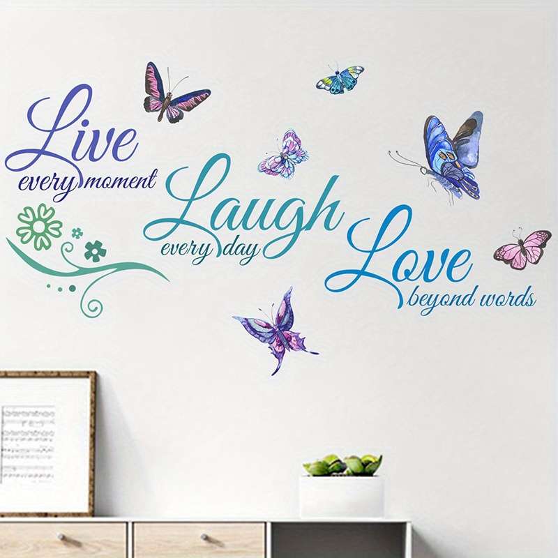 Rustic 1Pc Inspirational Butterfly Floral Wall Decal Self Adhesive For Kitchen