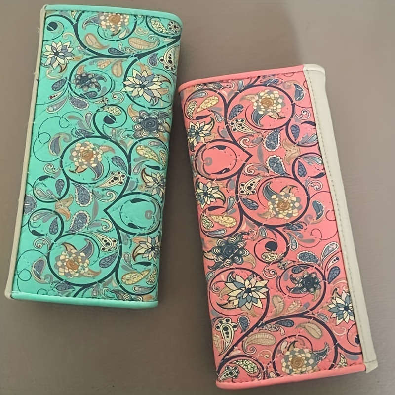 Women'S Three-Fold Walletmodern Floral Print With Snap Closure Multi-Compartment Card H