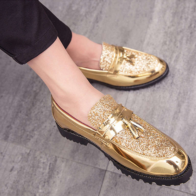 Mens Leather Shoes Color Golden Sizeuk 10