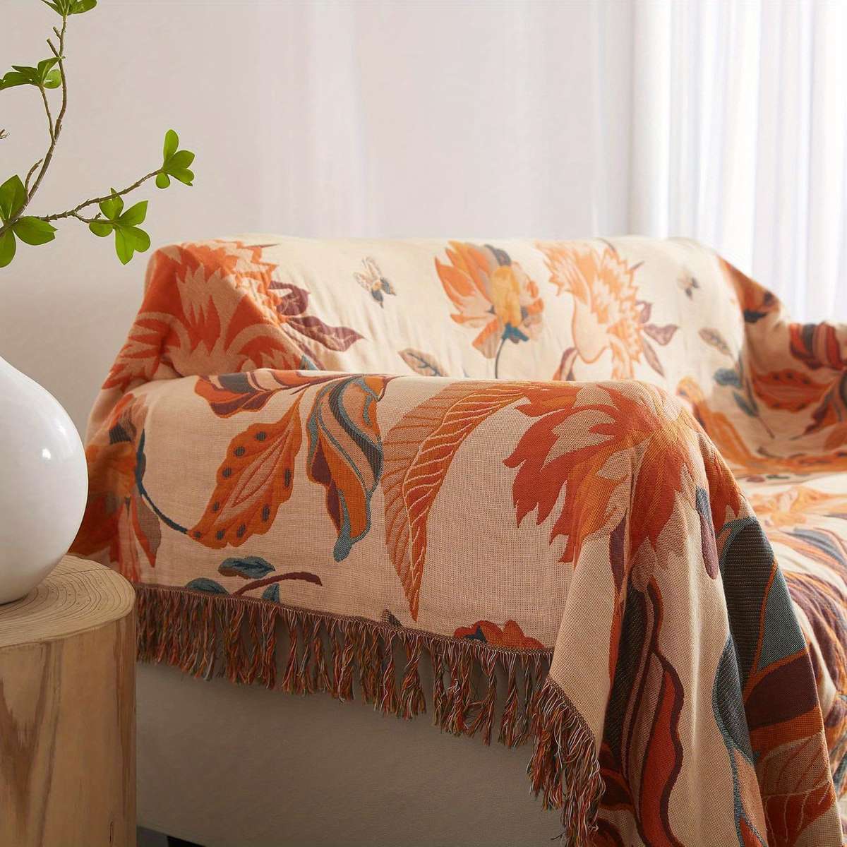 Blanket Boho Floral Size 203.2Cm X 228.6Cm