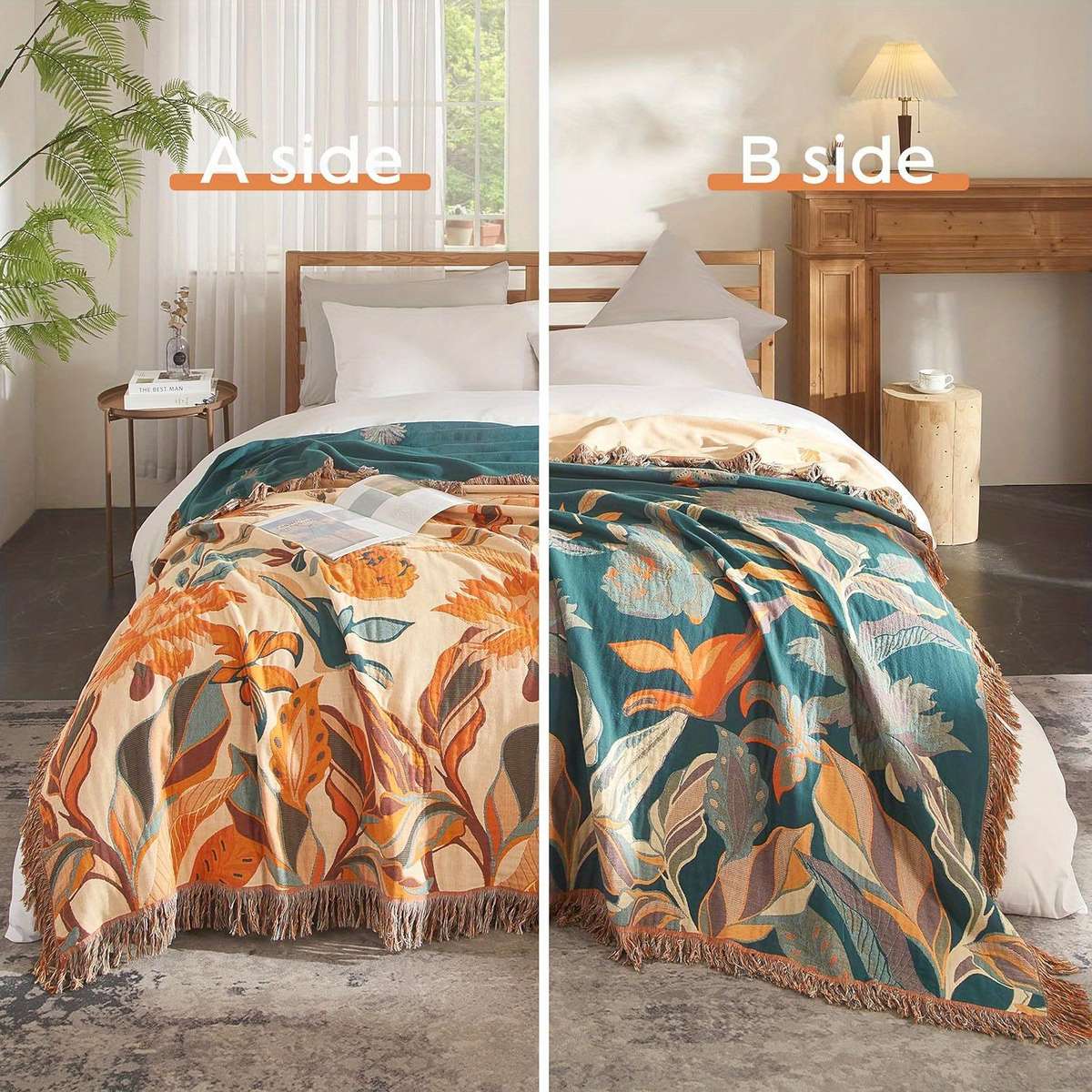 Blanket Boho Floral Size 203.2Cm X 228.6Cm