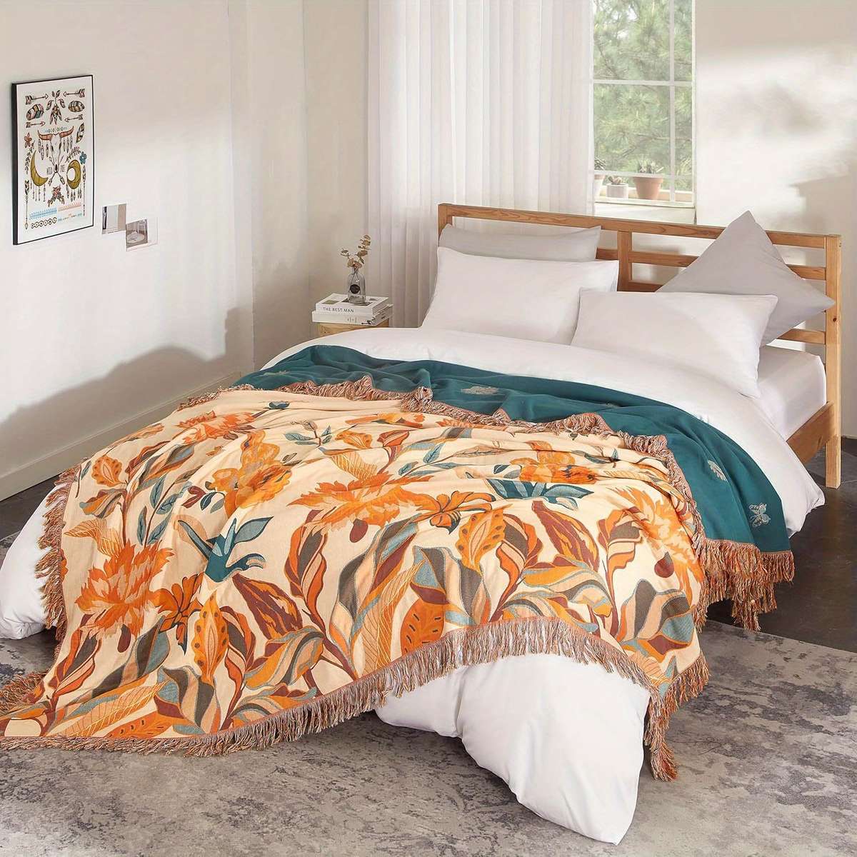Blanket Boho Floral Size 203.2Cm X 228.6Cm
