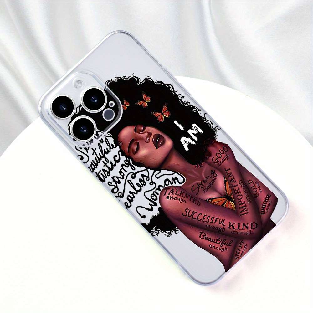 1Pc Transparent For iPhone 7 African Girl Phone Case