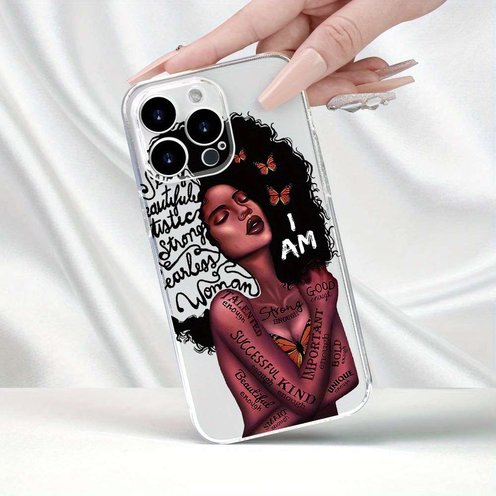 1Pc Transparent For iPhone 7 African Girl Phone Case