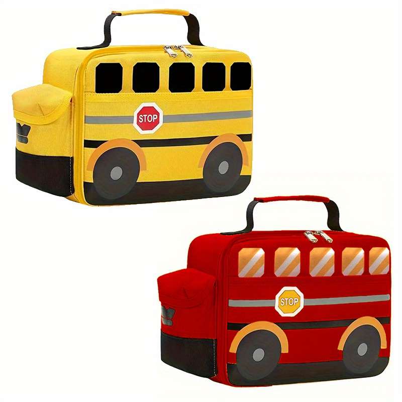 Elite Bag Bag Storage Vibrant Bus Shaped Insulated Foldable Handheld Realistic D