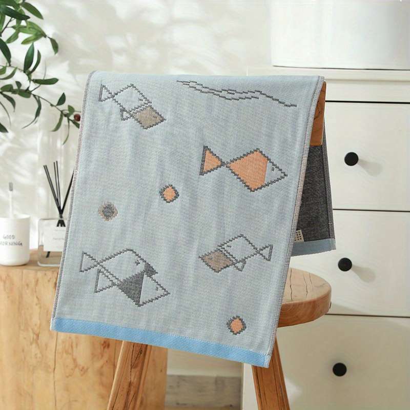 Towel Color Pixel Fish Green Towel Size34*74