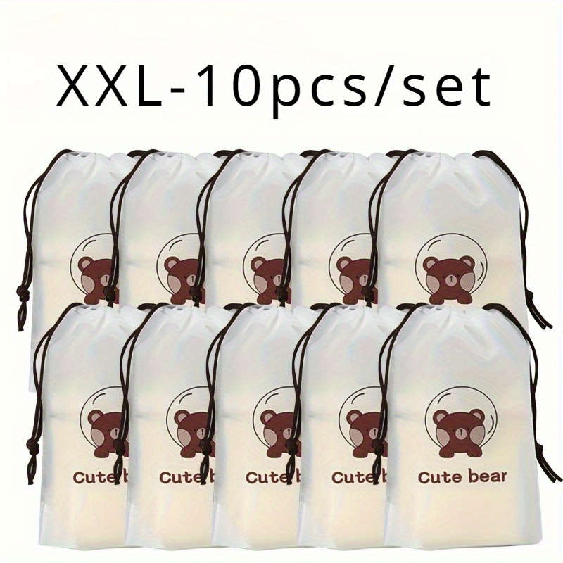 Set Of 10 Charming Bear Design Travel Storage Bags Frosted