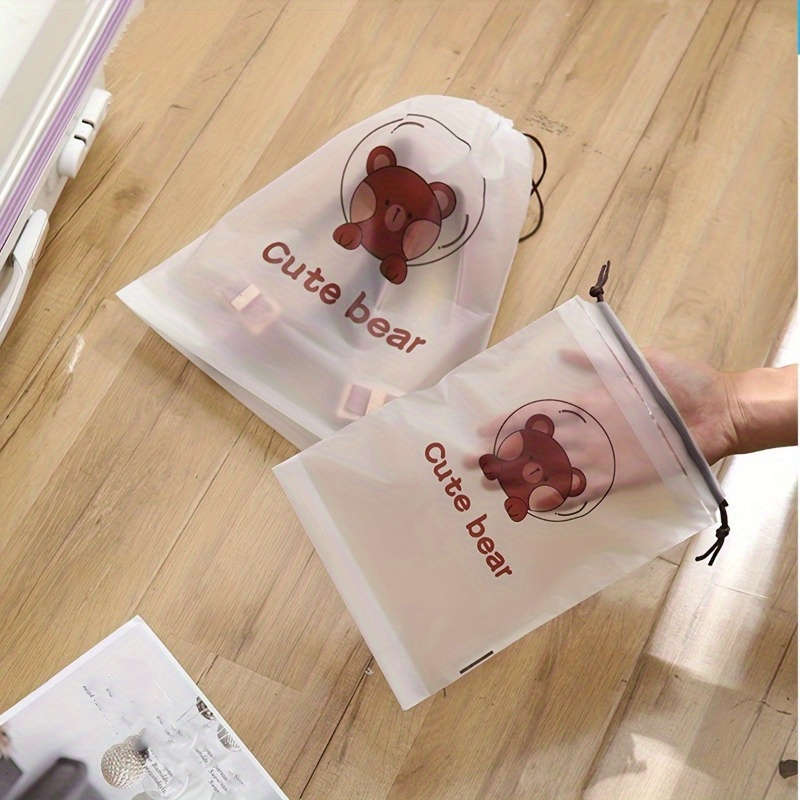 Set Of 10 Charming Bear Design Travel Storage Bags Frosted