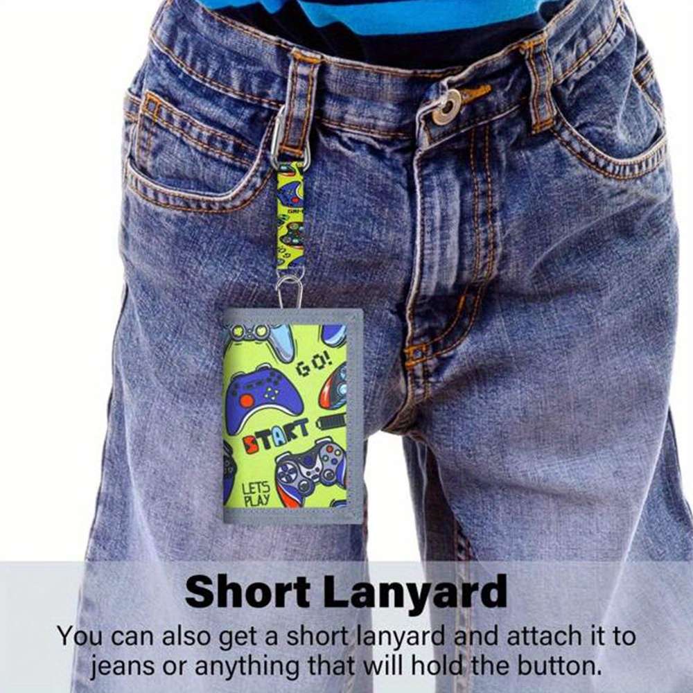 1pc 1 set Cool Cartoon Game Wallet with Lanyard
