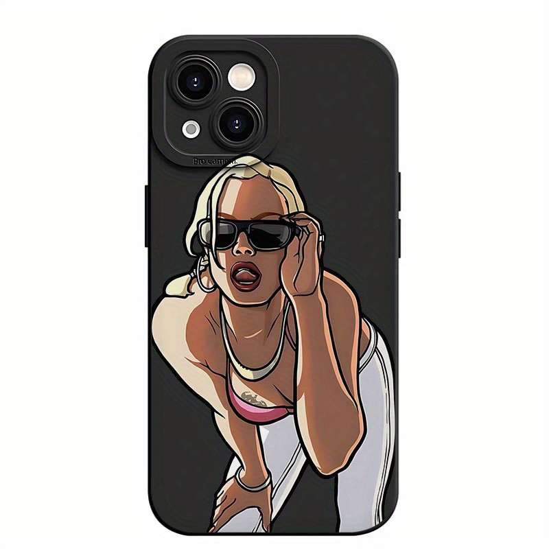 1Pc Mixed Color  For iPhone 14 Pro Max Glasses Girl Pattern Phone Case