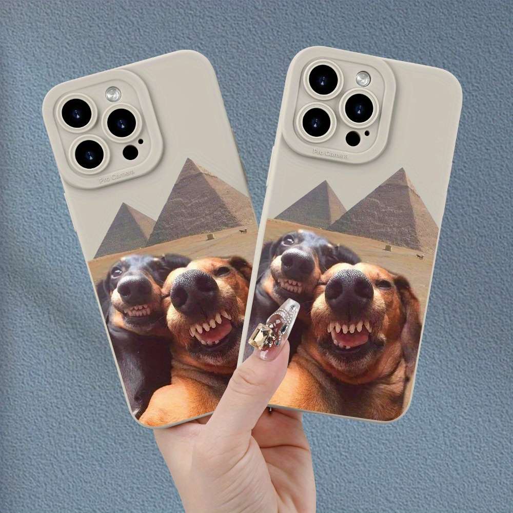1Pc Ivory White For iPhone 12 Dog Selfie Phone Case