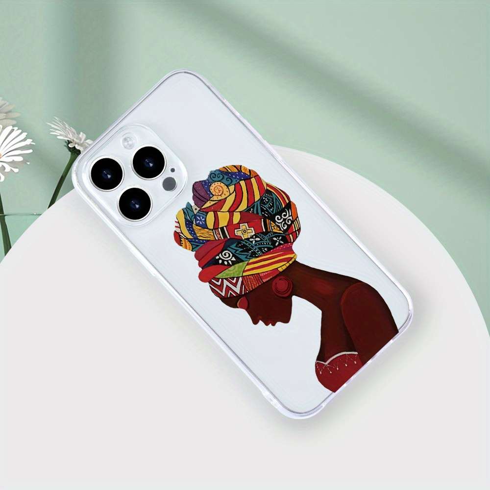 1Pc Transparent For iPhone 12 Beautiful African Queen Phone Case