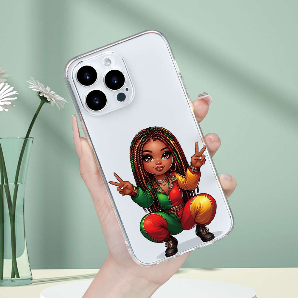 1Pc Transparent For iPhone 7 Plus Beautiful African Braid Girl Phone Case