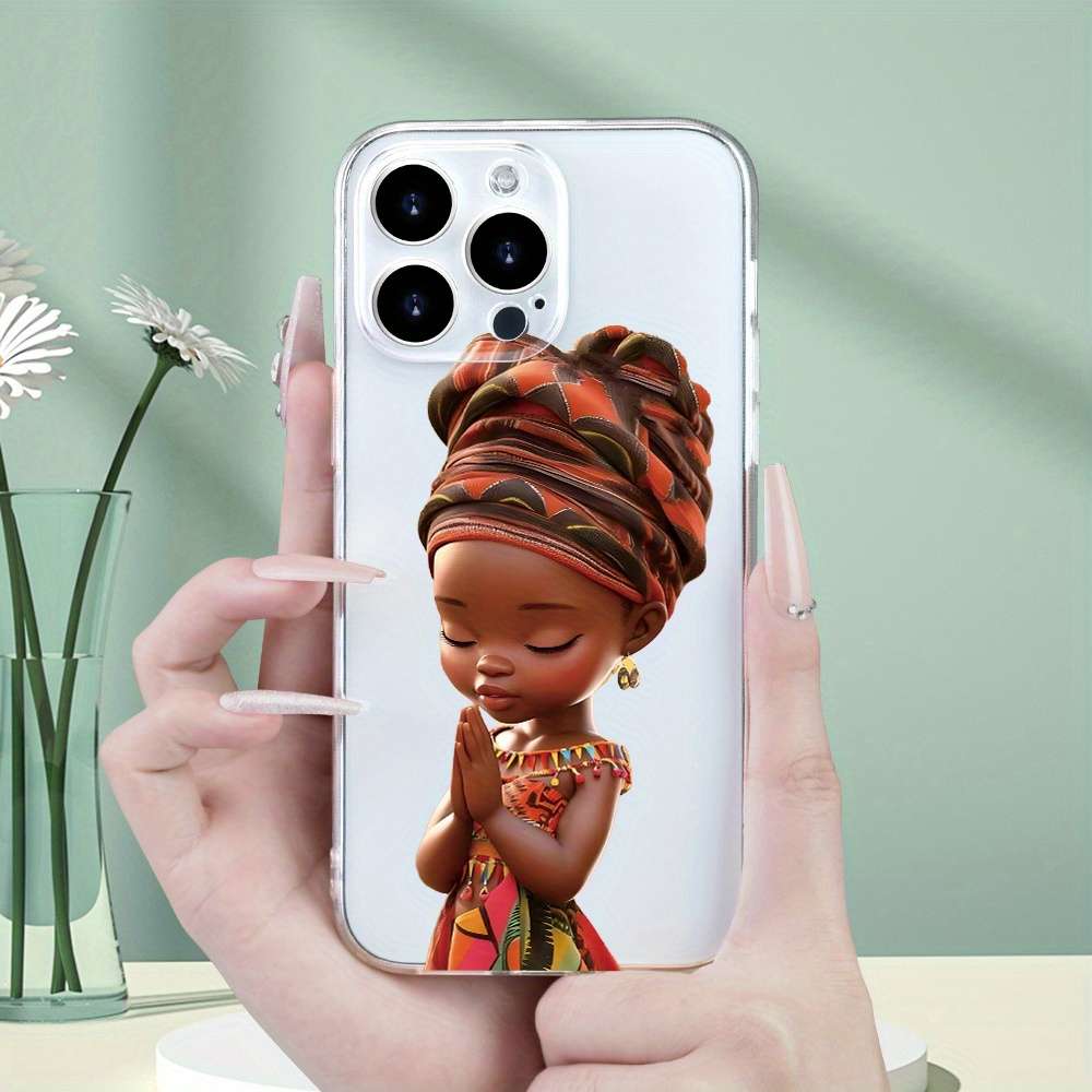 1Pc Transparent For iPhone 11 African Girl Prayer Phone Case