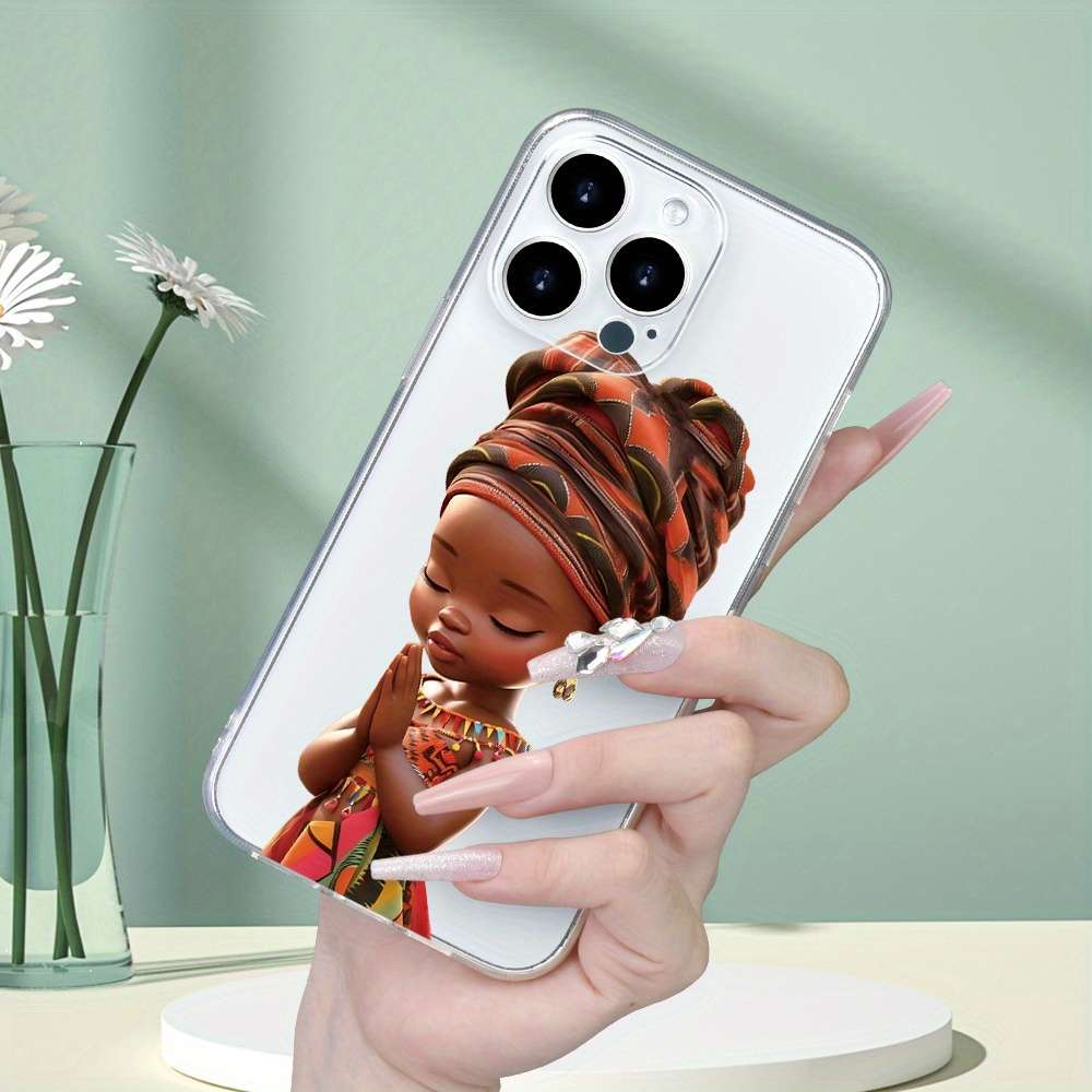 1Pc Transparent For iPhone 11 African Girl Prayer Phone Case