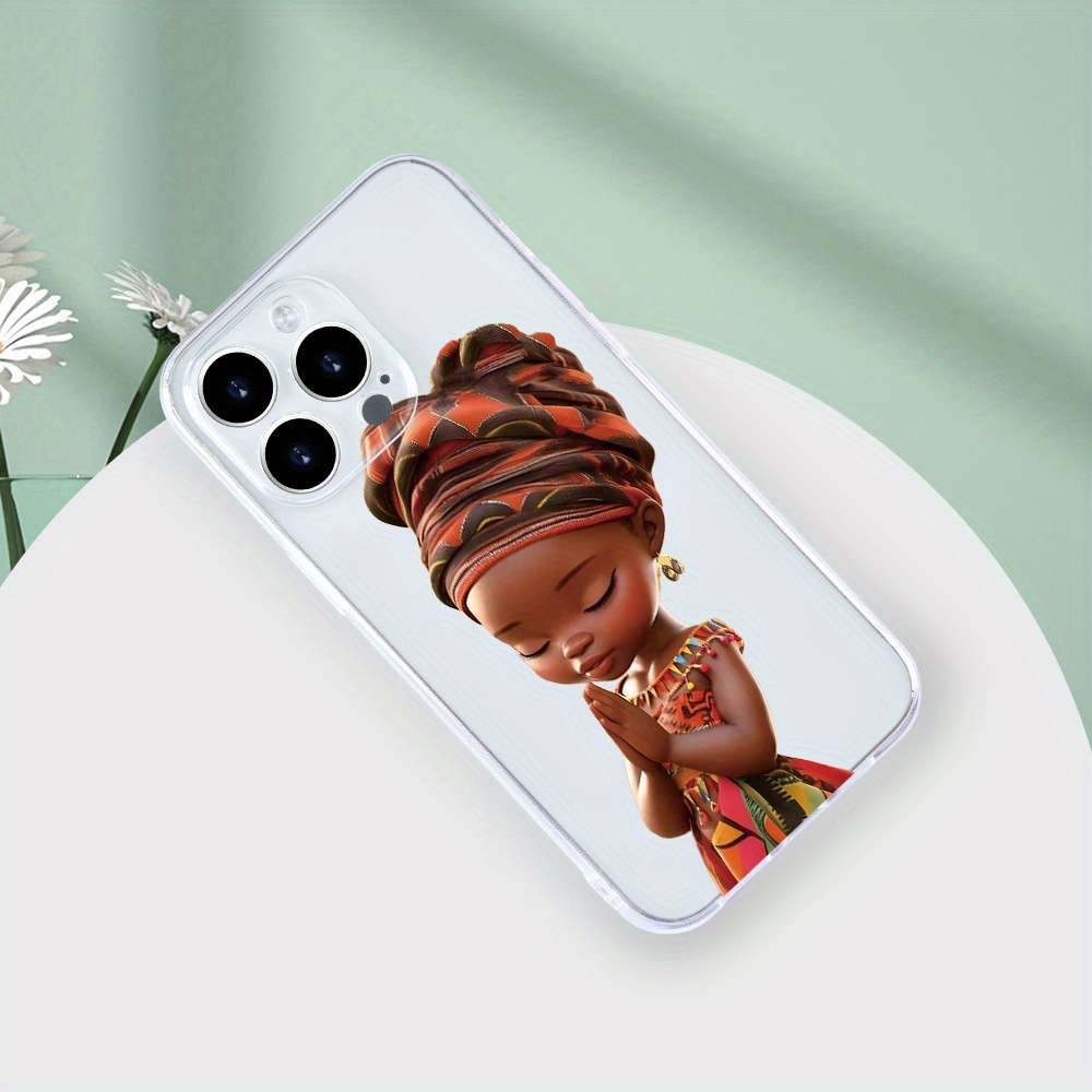 1Pc Transparent For iPhone 11 African Girl Prayer Phone Case