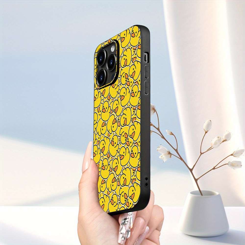 1Pc Black For iPhone XS Max Cartoon Little Yellow Duck Phone Case