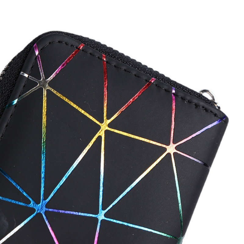 Fashionable Korean-Style Women'S Wallet With Colorful Diamond Pattern Long And Short Zippered