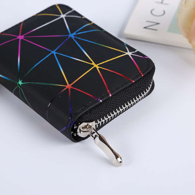 Fashionable Korean-Style Women'S Wallet With Colorful Diamond Pattern Long And Short Zippered