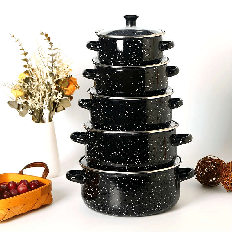 5-Piece Black Premium Enamel Cookware Set