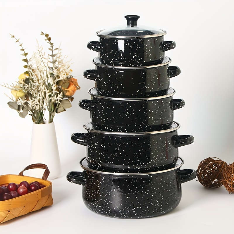 5-Piece Black Premium Enamel Cookware Set