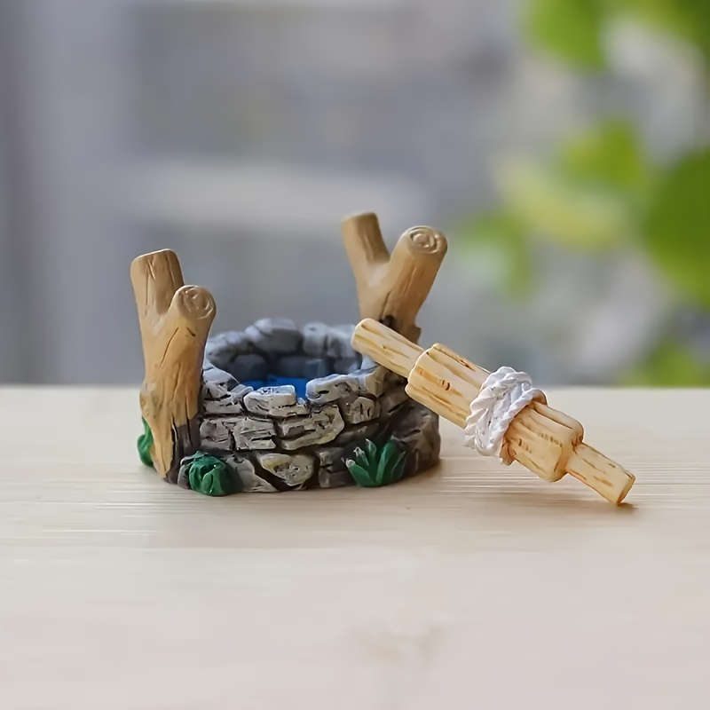 Handmade Resin Mini Fairy Tale Garden Well West Lake Lighthouse Statue Diy