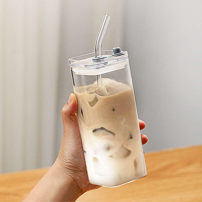 Water Cup Color 350Ml Cup   Transparent Lid   Straw