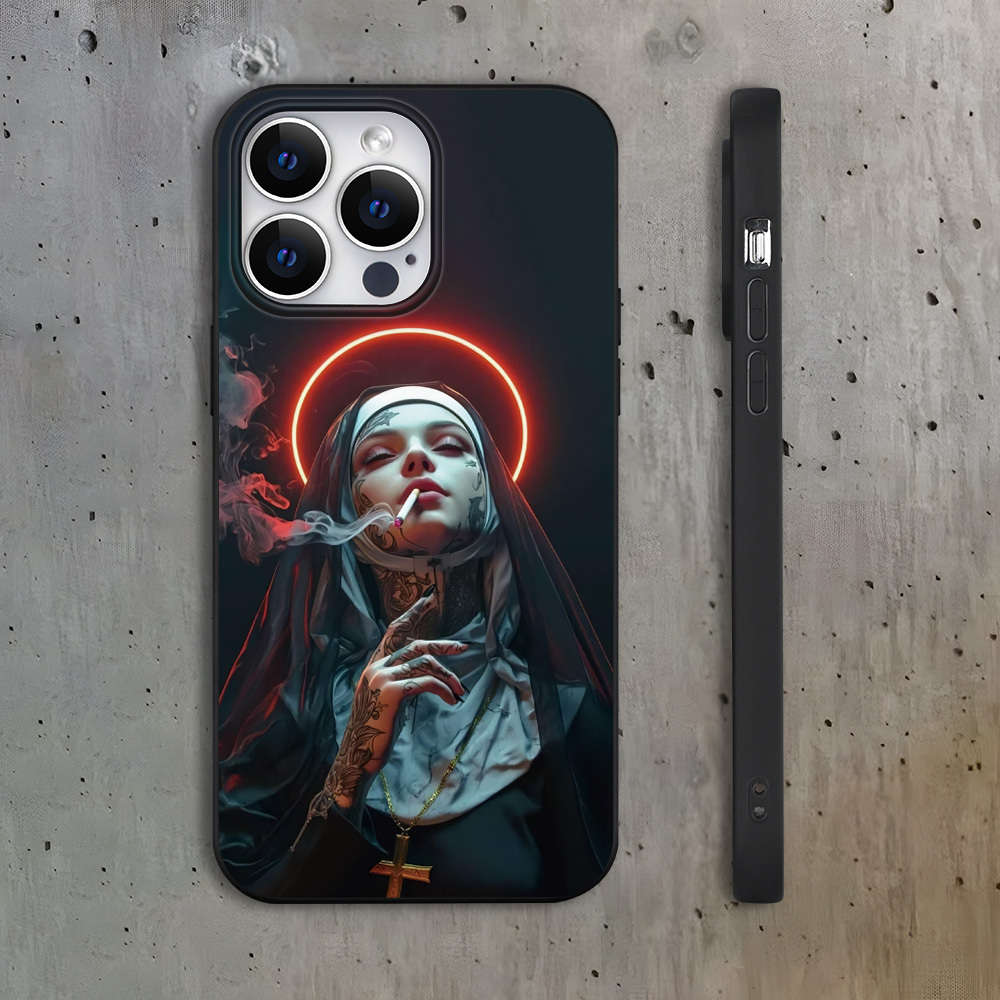 1Pc Black For iPhone 13 Beautiful Cigarette Phone Case