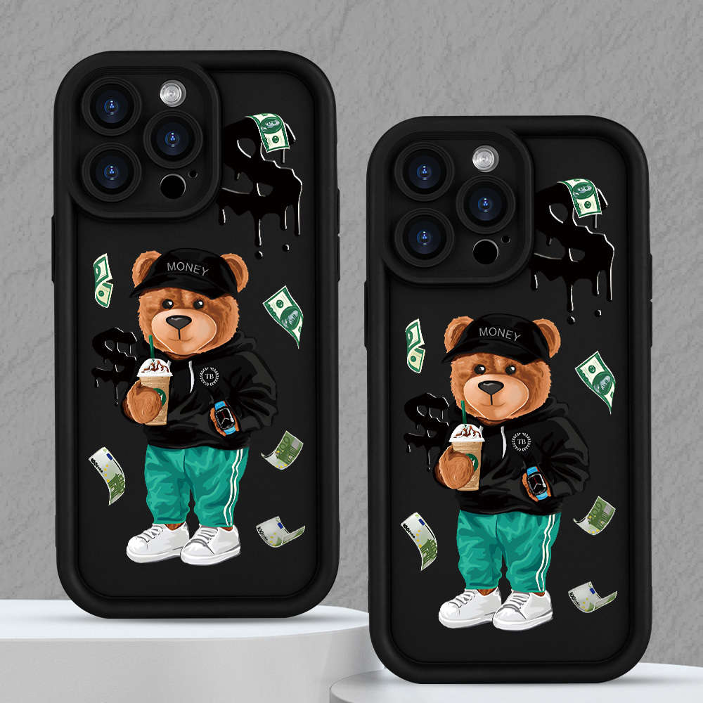 1Pc Mixed Color For iPhone XR Money Bear Pattern Phone Case