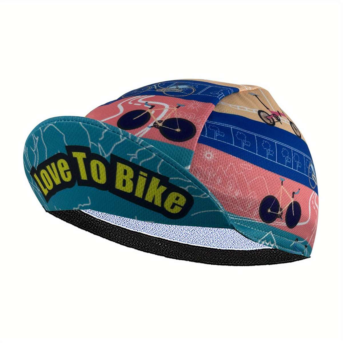 Quick-Dry Breathable Cycling Cap With Yellow Crown Print Polyester Sun Protection Outdoor Ha