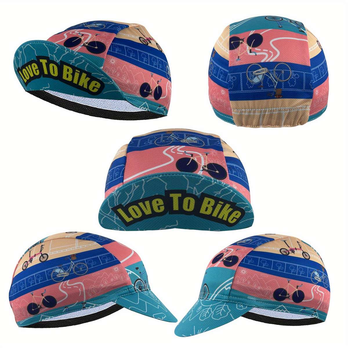 Quick-Dry Breathable Cycling Cap With Yellow Crown Print Polyester Sun Protection Outdoor Ha