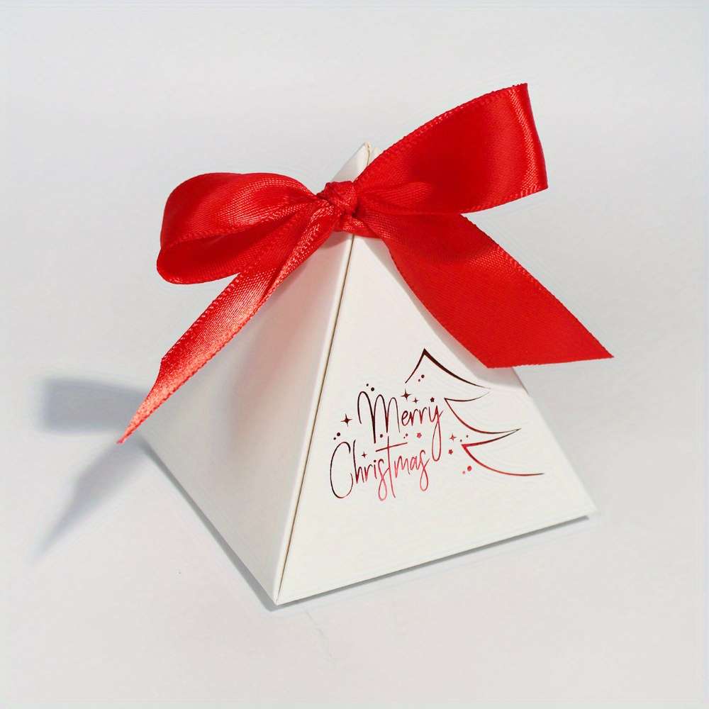 Christmas Gift Boxes Color White Box-Green Ribbon Quantity 5Pcs