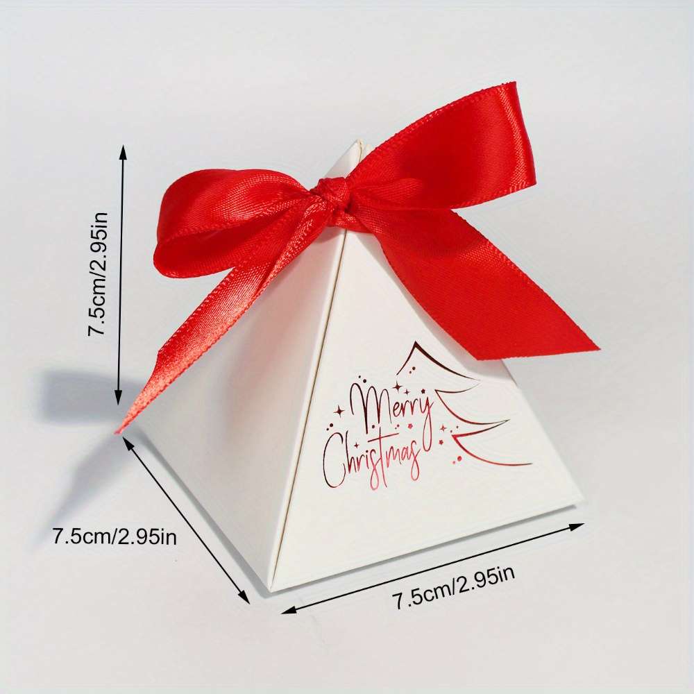 Christmas Gift Boxes Color White Box-Green Ribbon Quantity 5Pcs