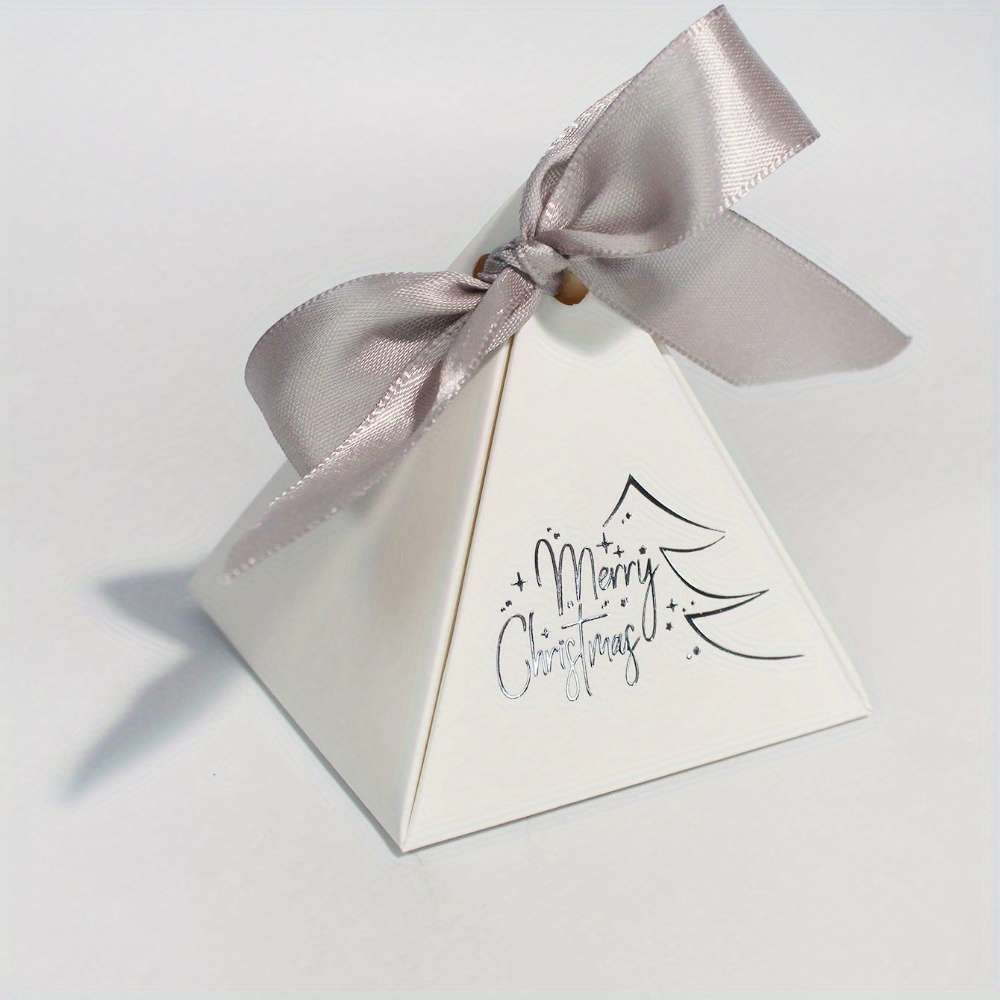 Christmas Gift Boxes Color White Box-Green Ribbon Quantity 5Pcs