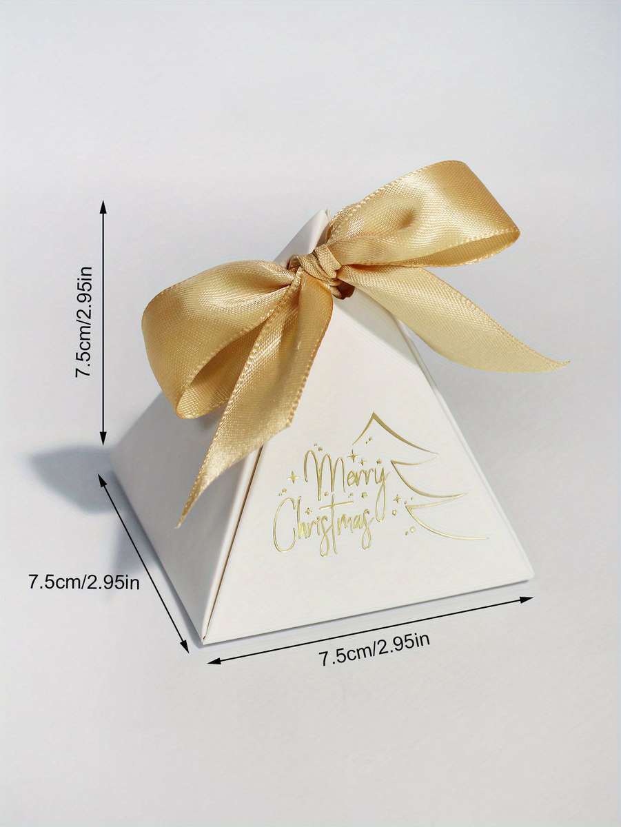 Christmas Gift Boxes Color White Box-Green Ribbon Quantity 5Pcs