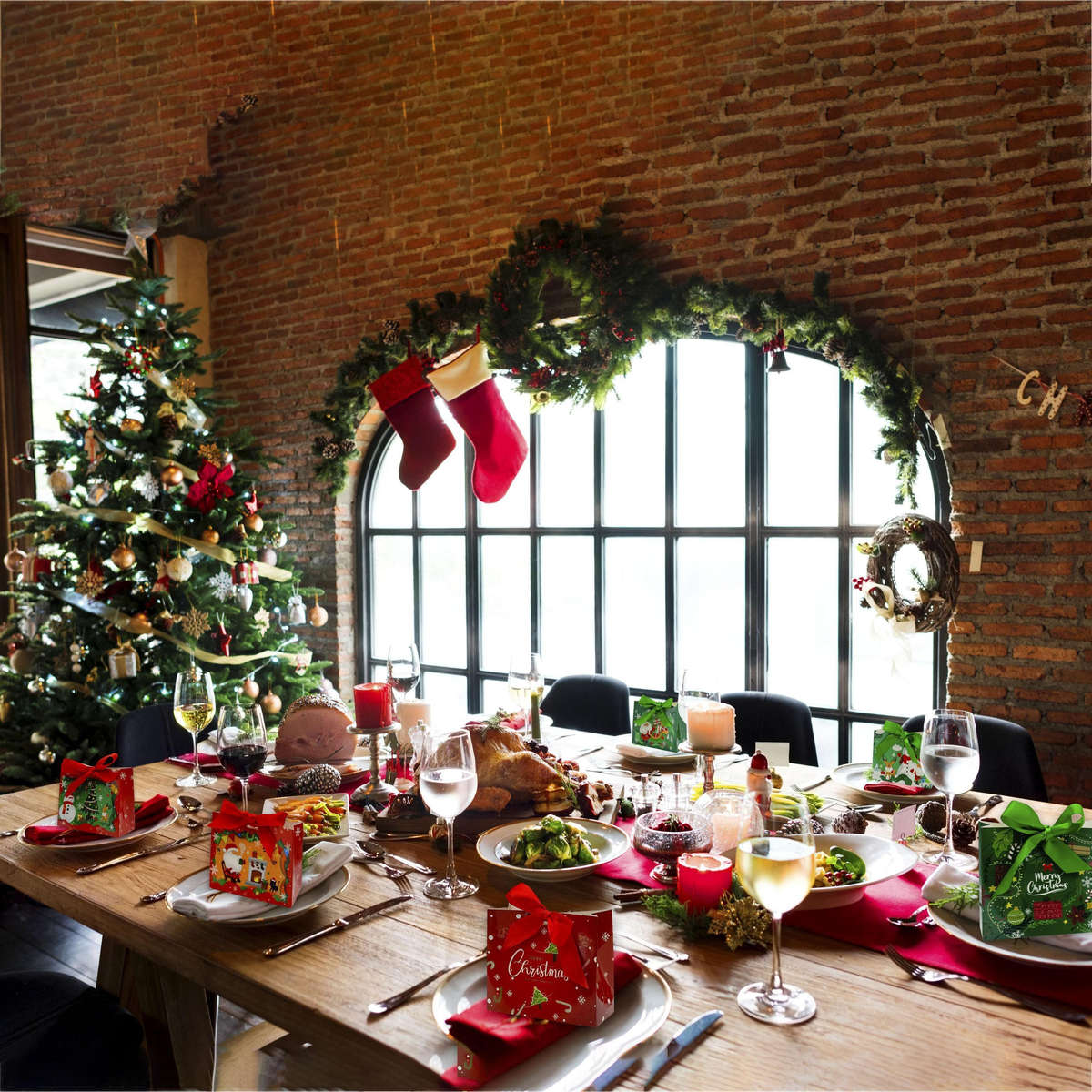 Christmas Gift Boxes Items Christmas Quantity 6 Styles - 24 Pieces