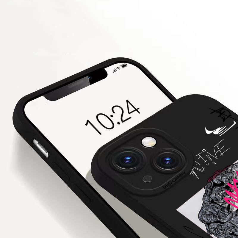 1Pc Black For iPhone 16 Plus David Frosted Phone Case