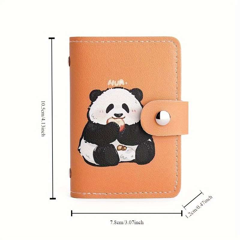 Cute Panda Print Pvc Wallet Large Capacity 22-Card Holder Mini All-In-One Card Case