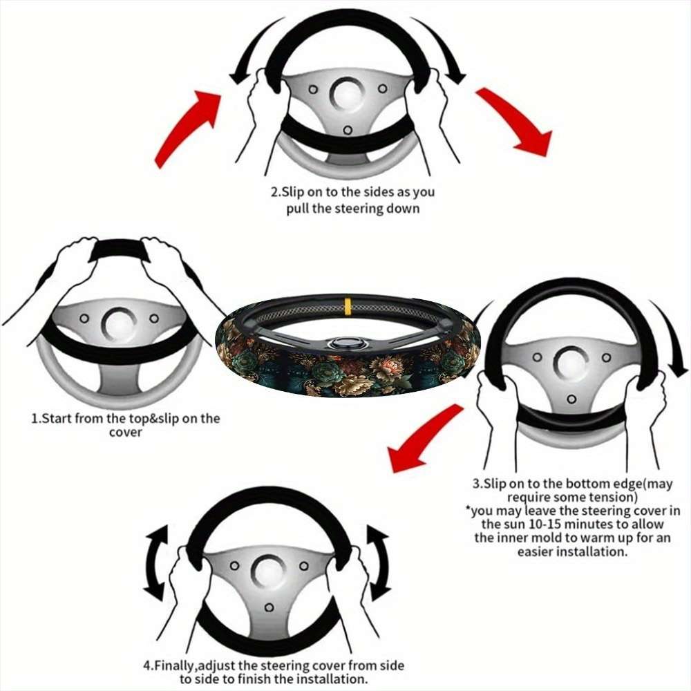 Car Steering Wheel Cover Colorful Flowers Quantity