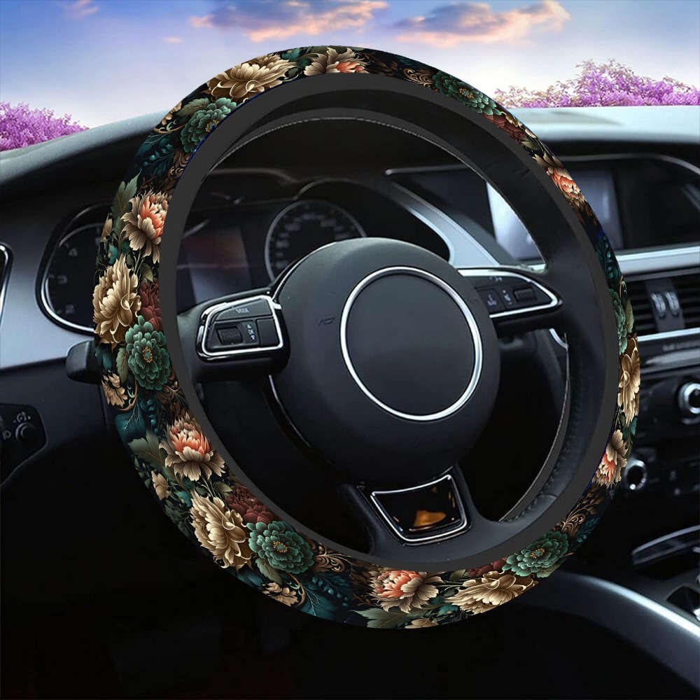Car Steering Wheel Cover Colorful Flowers Quantity
