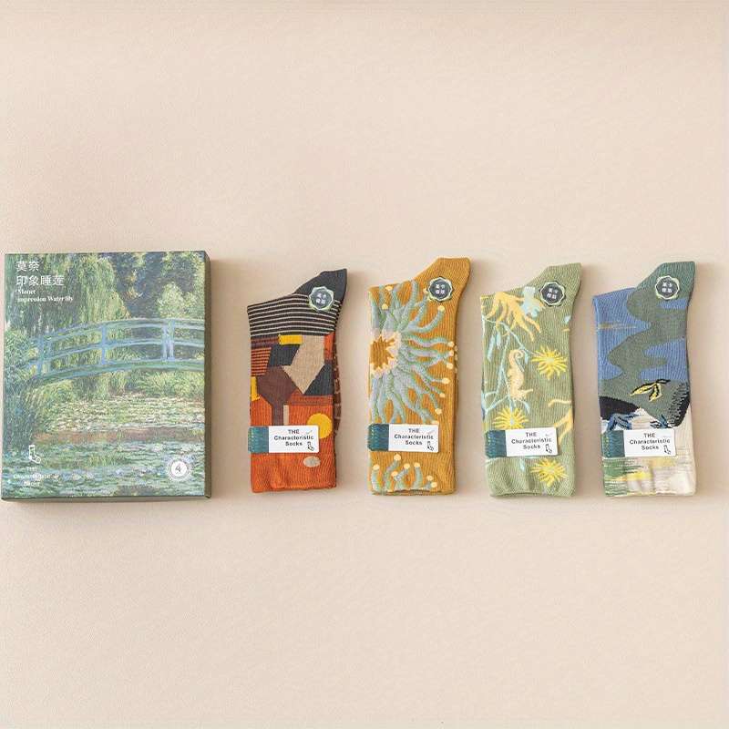 Women S Socks Color Impression Water Lily 4 Hair Clips In A Box Size Onesize